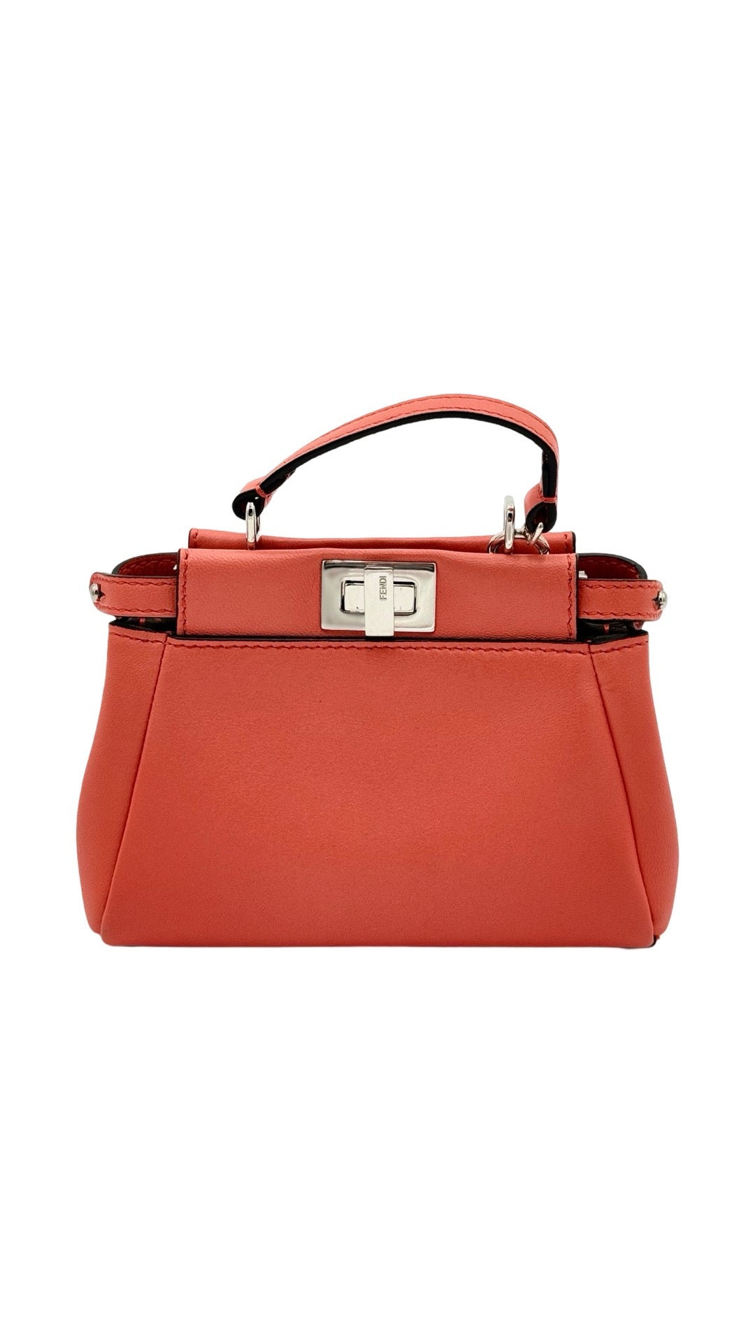 Z Fendi Leather Micro Peekaboo Top Handle Bag