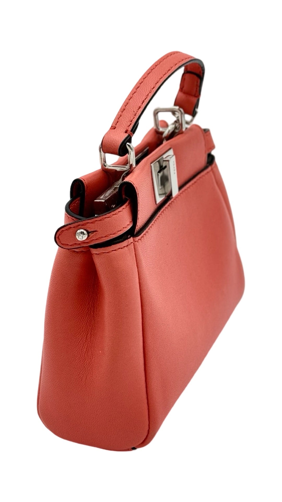 Z Fendi Leather Micro Peekaboo Top Handle Bag
